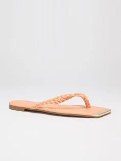 Discount La Modeuse Tongs à bout carré avec détail Orange