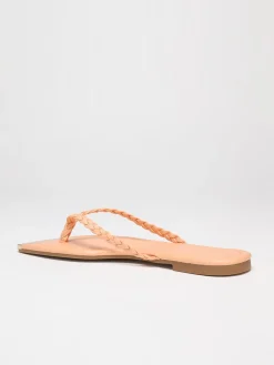 Discount La Modeuse Tongs à bout carré avec détail Orange
