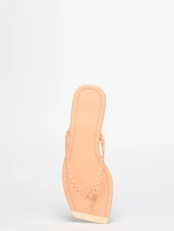 Discount La Modeuse Tongs à bout carré avec détail Orange
