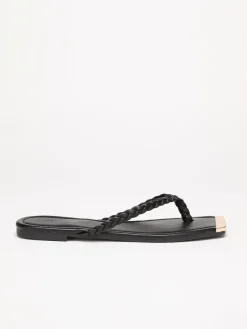 New La Modeuse Tongs à bout carré avec détail Noir