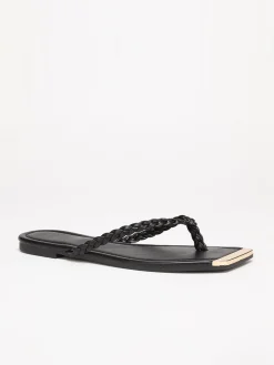 New La Modeuse Tongs  à bout carré avec détail Noir