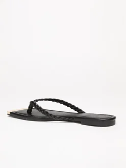 New La Modeuse Tongs  à bout carré avec détail Noir