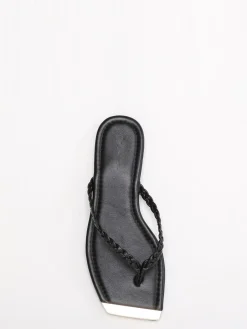 New La Modeuse Tongs  à bout carré avec détail Noir