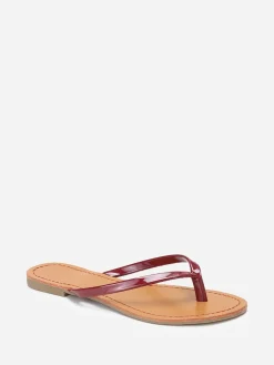 Clearance La Modeuse Tongs à bride vernie Bordeaux
