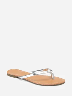La Modeuse Tongs à bride vernie Argenté
