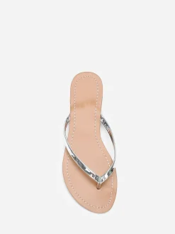 La Modeuse Tongs à bride vernie Argenté