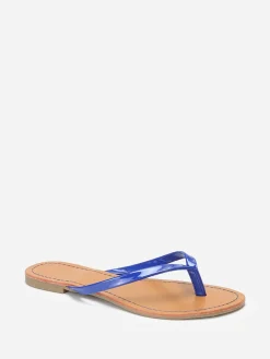 Outlet La Modeuse Tongs à bride vernie Bleu