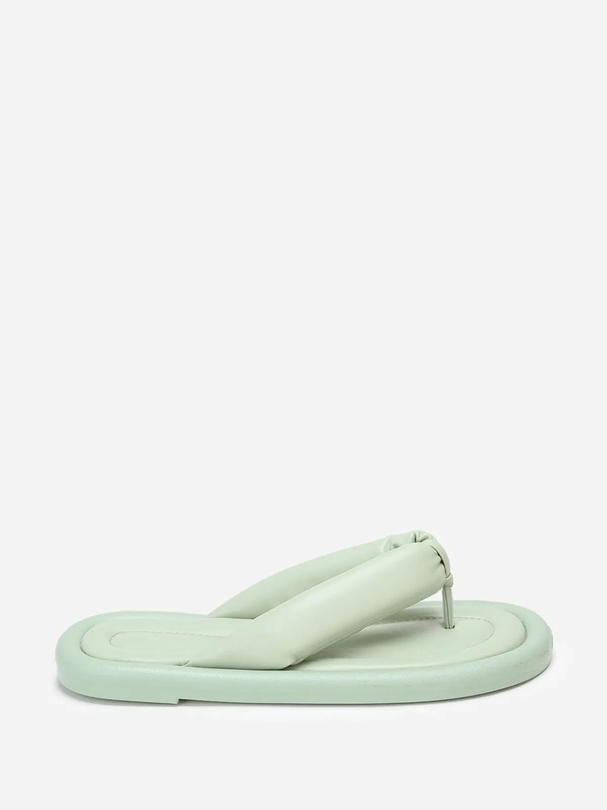 Online La Modeuse Tongs en simili à bride arrondie et matelassée Vert