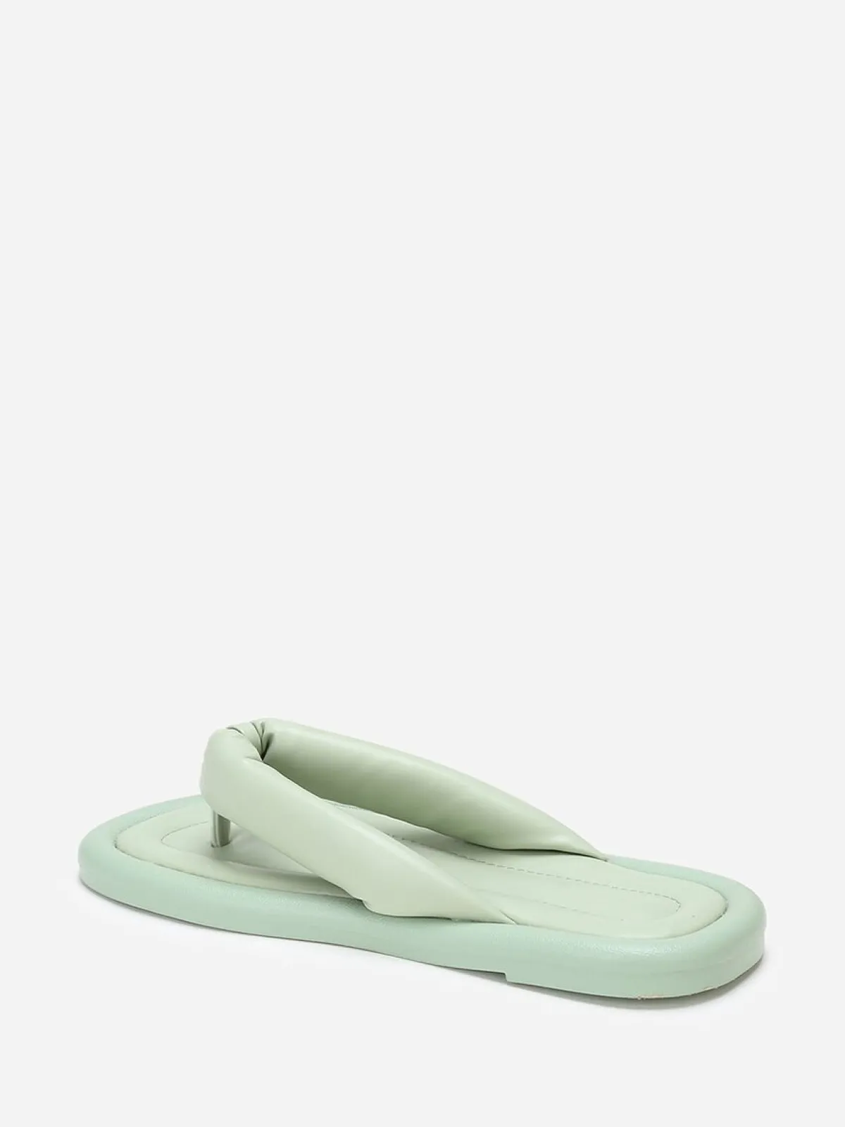 Online La Modeuse Tongs en simili à bride arrondie et matelassée Vert