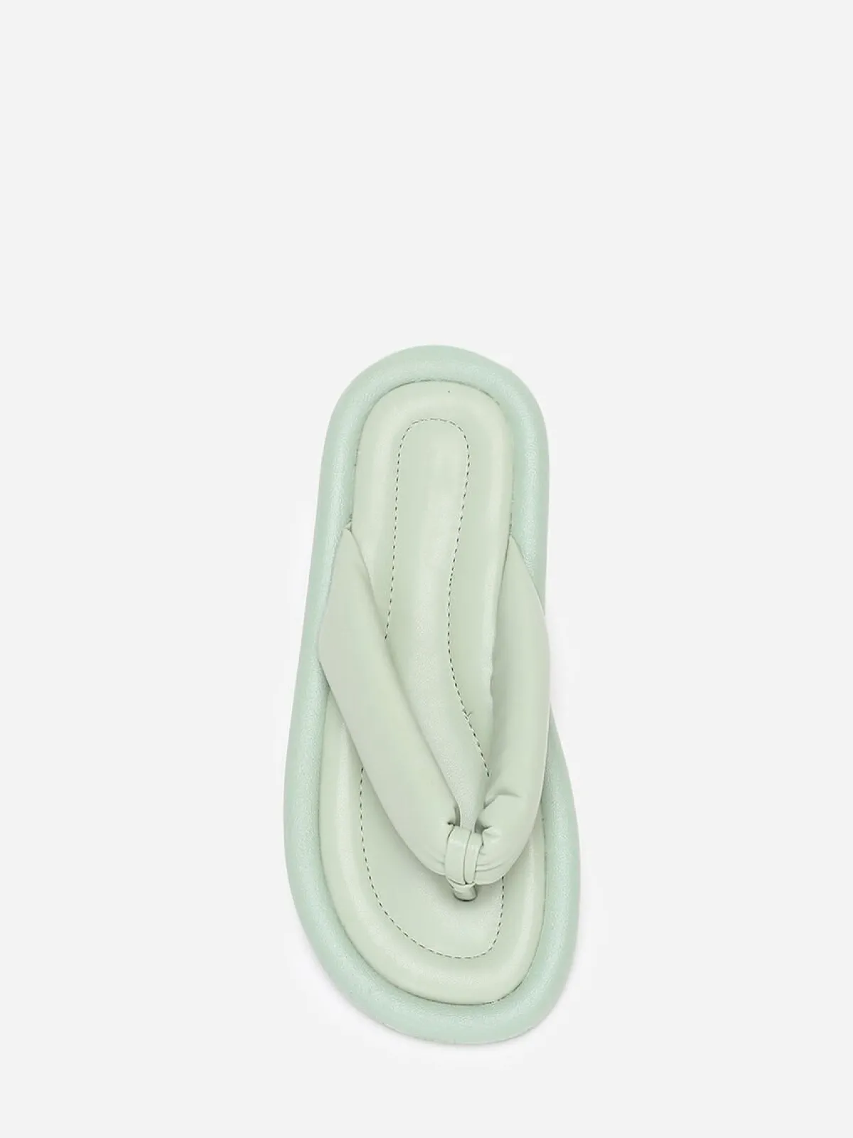 Online La Modeuse Tongs en simili à bride arrondie et matelassée Vert