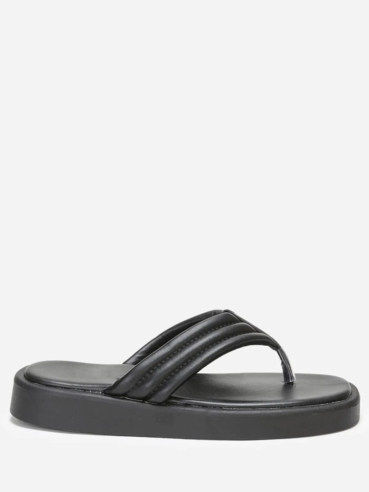 Online La Modeuse Tongs plateformes à bride matelassée Noir