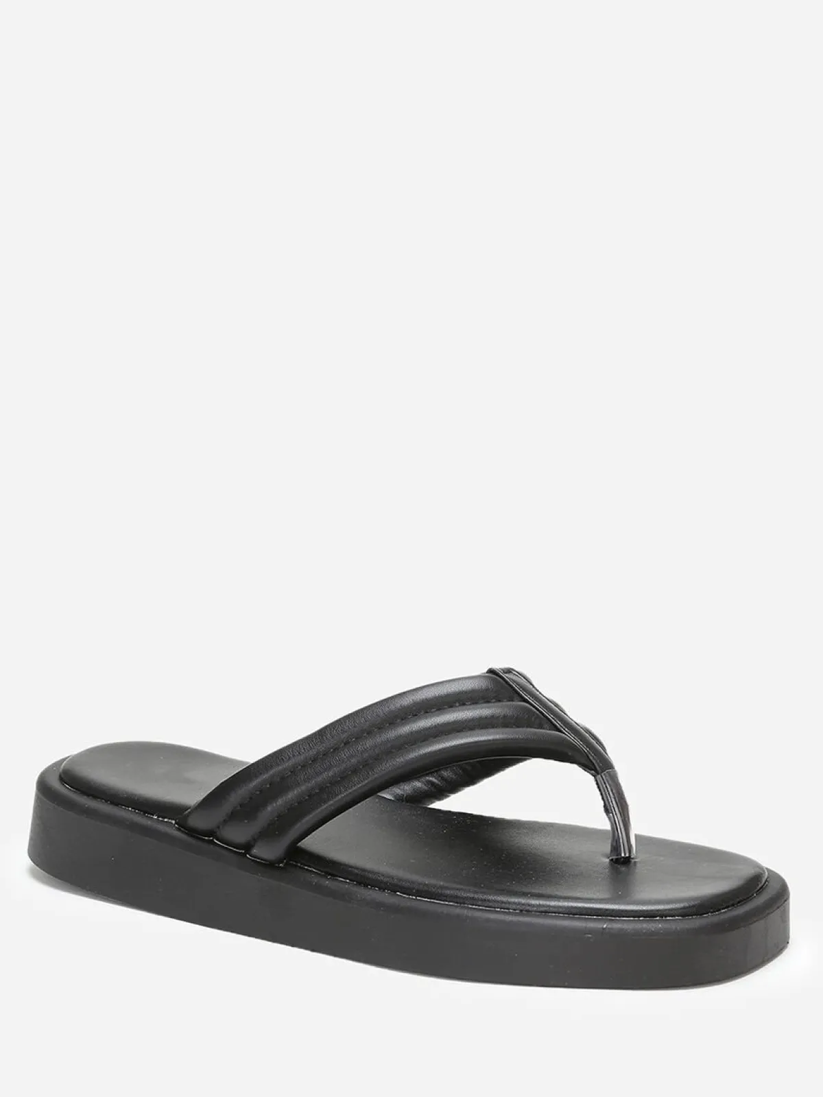 Online La Modeuse Tongs plateformes à bride matelassée Noir