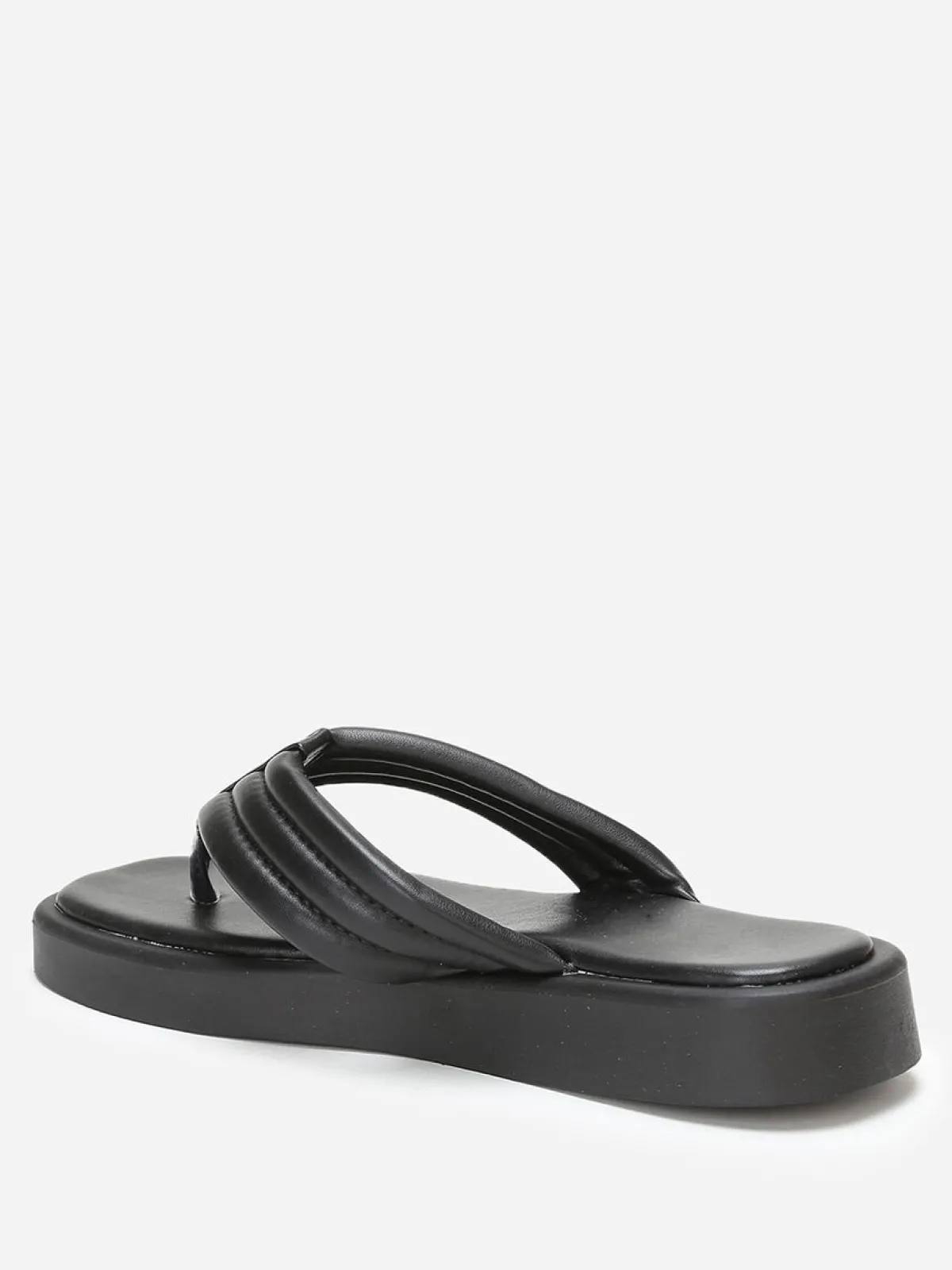 Online La Modeuse Tongs plateformes à bride matelassée Noir