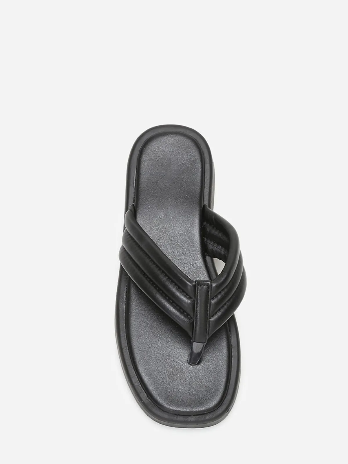 Online La Modeuse Tongs plateformes à bride matelassée Noir
