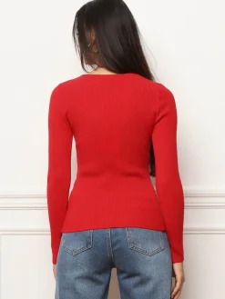 La Modeuse Top à décolleté festonné Rouge