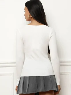 Clearance La Modeuse Top à décolleté festonné Blanc