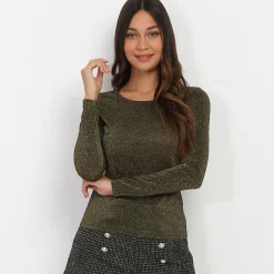 Hot La Modeuse Top à paillettes Doré