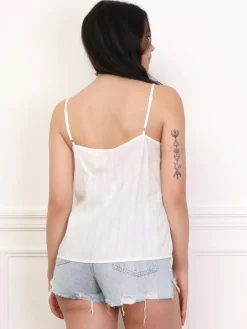 Sale La Modeuse Top avec détails en crochet fleuri Blanc