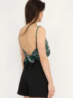 Outlet La Modeuse Top bandana satiné Vert