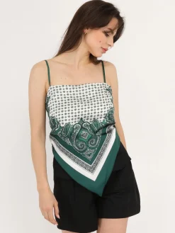 Outlet La Modeuse Top bandana satiné Vert