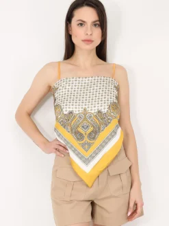 Online La Modeuse Top bandana satiné Jaune