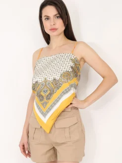 Online La Modeuse Top bandana satiné Jaune