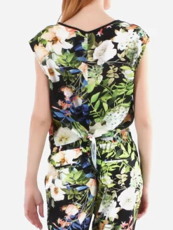 New La Modeuse Top court à imprimé tropical Noir