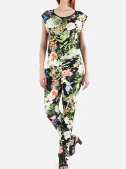 New La Modeuse Top court à imprimé tropical Noir