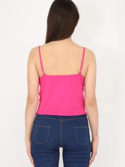 Discount La Modeuse Top court en crochet Fuchsia