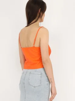 New La Modeuse Top court en crochet Orange