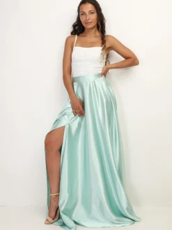 Discount La Modeuse Top court froncé à strass Blanc