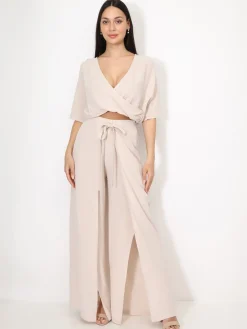 Discount La Modeuse Top cropped cache c艙ur Beige
