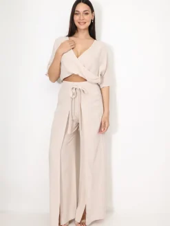 Discount La Modeuse Top cropped cache c艙ur Beige