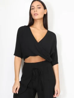 Best La Modeuse Top cropped cache c艙ur Noir