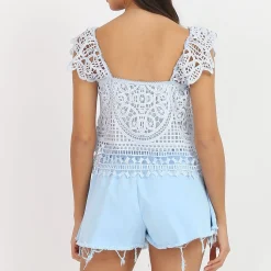 Hot La Modeuse Top en crochet BleuClair