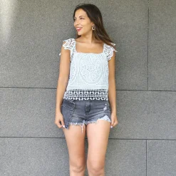 Hot La Modeuse Top en crochet BleuClair