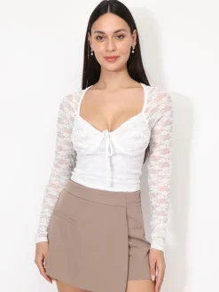 Clearance La Modeuse Top en dentelle style corset Blanc