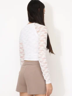 Clearance La Modeuse Top en dentelle style corset Blanc