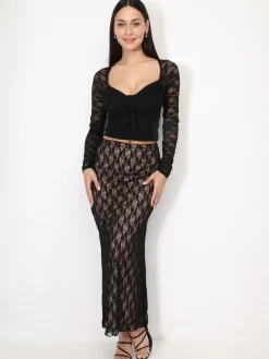 Clearance La Modeuse Top en dentelle style corset Noir