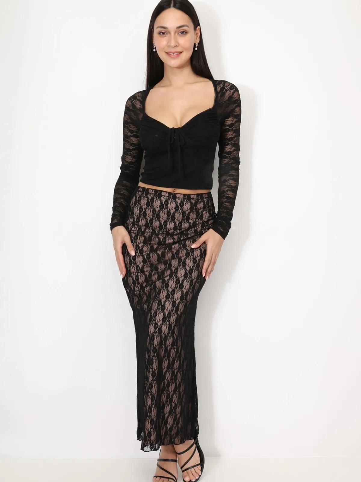 Clearance La Modeuse Top en dentelle style corset Noir