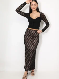 Clearance La Modeuse Top en dentelle style corset Noir