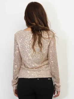 New La Modeuse Top en sequins à manches longues Dorérose