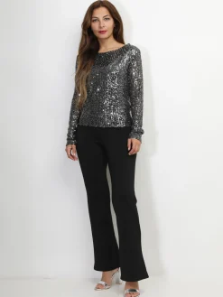 La Modeuse Top en sequins à manches longues