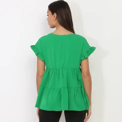 Clearance La Modeuse Top fluide à volants Vert