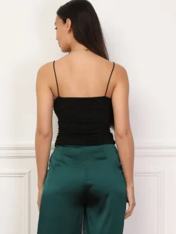 New La Modeuse Top froncé à bretelles fines Noir