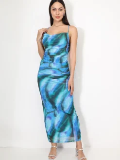 Sale La Modeuse Top froncé en tulle tie and dye Bleu