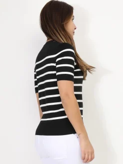 La Modeuse Top marinière Noir