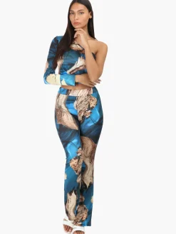 La Modeuse Top one shoulder à motif Bleu