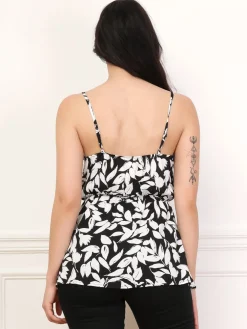 La Modeuse Top péplum imprimé avec volants Noir