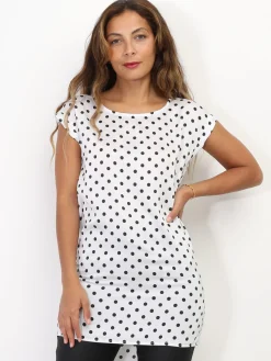 Sale La Modeuse Top satiné à pois Blanc